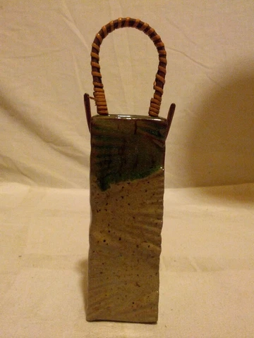 Handmade Pottery Wall Pocket Drip Glaze Wicker Handle Cover