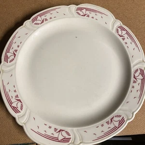 Taylor Smith Taylor USA 10364 Red Scalloped Plate 11” Sailboat Restaurant Ware - Picture 1 of 5