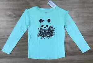 Girls' Long Sleeve Lightweight Knit Ruffle Pullover T-Shirt Sweater Panda M 7/8