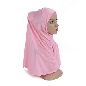 Muslim Amira One Piece Kids Girls Instant Scarf Hijab Turban Wrap Shawl 7-12Year - Picture 1 of 25