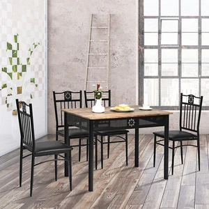 Giantex 5Pcs Dining Table Set w/ 4 Padded Chairs Metal Frame Kitchen Cafe Rustic - Picture 1 of 9
