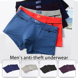 Bequeme weiche Herrenunterhose Diebstahlsicherung Boxershorts Hosen Reißverschluss Taschen Unterwäsche. - Bild 1 von 17