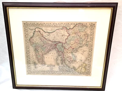 MAPA MITCHELL ENMARCADO MATE 1860 S.A. PADRE HINDOOSTÁN INDIA CHINA TIBET Foto 1 de 4