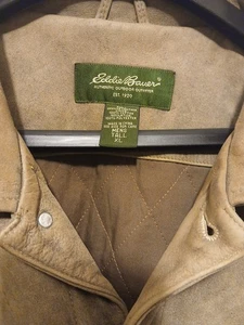 Eddie Bauer Outfitter Leather Jacket Brown Button Up Men's Extra Large Tall - Picture 1 of 12
