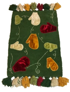 Vintage Home Accent Winter Christmas Tossed Mittens Colorful Rug 29” X 48” - Picture 1 of 7