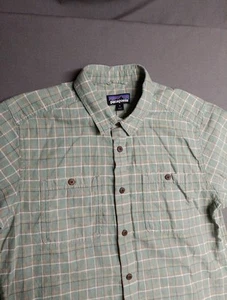 Patagonia Back Step Hemp Organic Cotton Button Up Shirt Men's M Windowpane Plaid - Picture 1 of 10
