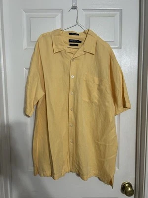 Daniel Cremieux Classics Short Sleeve Linen/Silk Men Shirt Size Large Lt yellow  - Image 1 of 4