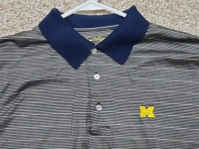Camisa Polo Ben Hogan Universidad de Michigan Para Hombre XL Azul Marino Rayas Manga Corta  Foto 1 de 4