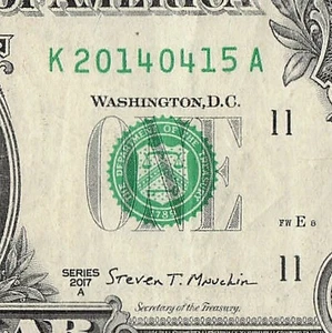 April 15 2014 Birthday Fancy Serial Number Date Note One Dollar Bill 04 15 2014 - Picture 1 of 11