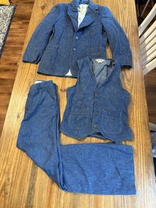 Vintage 70s Levi's Panatela Sportswear Western Denim 3 Piece Suit Men's - Picture 1 of 24