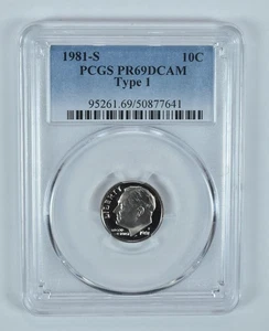 1981-S Roosevelt Dime Type 1 PR69 DCAM PCGS Blue Label *5359 - Picture 1 of 5