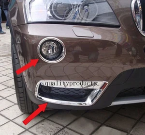 4ps Chrome Front Top + Bottom Fog Light Lamp Cover Trim For BMW X3 F25 2011-2013 - Foto 1 di 6