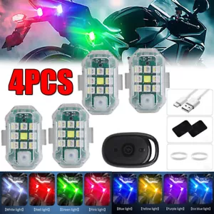 4Pcs Wireless Strobe Lights Flashing Warning Motorcycle Lights W/ Remote Control - Picture 1 of 16
