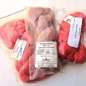 3 HKS VINTAGE DMC BRODER MEDICIS VIRGIN WOOL THREAD 623 YDS EA: SALMON + BM - Picture 1 of 1