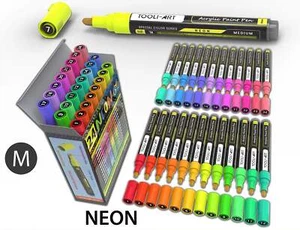 24 Neon Fluorescent Acrylic Paint Pens Markers Set 3mm (MEDIUM) - Picture 1 of 9