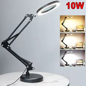 Lupe mit Licht und Ständer 10X Lupenleucht Dimmbare LED Schreibtischlampe 2-in-1 - Bild 1 von 12