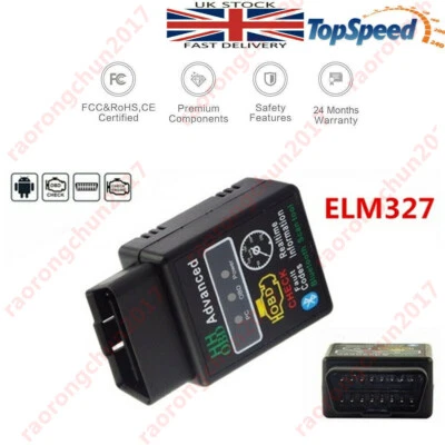 ELM327 Bluetooth V2.1 OBDII Reader Car Diagnostic Android Wireless Scanner Tool - Image 1 of 4