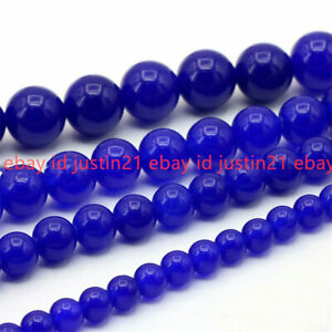 Natural 6/8/10mm Blue Sapphire Round Gemstone Loose Beads 15'' AAA+