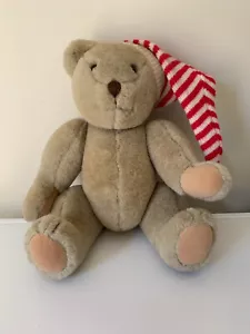 DAKIN 1992 Vintage Jointed Teddy Bear 40cms Red White Stripe Beanie - Bild 1 von 12