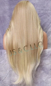 38" Lange Echthaar Mischung Full Lace Front Perücke Hitze OK Blond Mix WEPC 27/613 - Bild 1 von 7