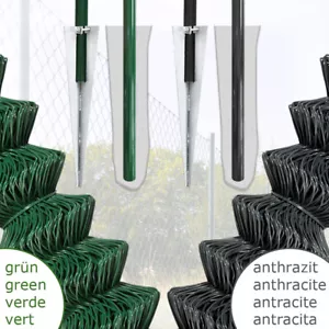 V2Aox Komplettset Gartenzaun Maschendrahtzaun Zaun 175 cm Grün Grau 15m - Bild 1 von 6