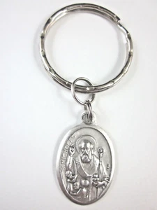 St Nicholas with Children Medal Italy Key Ring Gift Box & Prayer Card - Picture 1 of 4