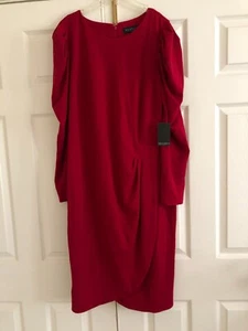 NWT Eloquii Size 16 Red Wrap Pleat Sleeves Women Dress Stylish Frail Formal - Picture 1 of 12