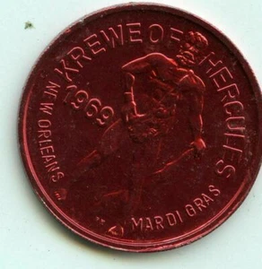 Karneval Dublone Krewe des Herkules 1980 Aluminium rot - Bild 1 von 2
