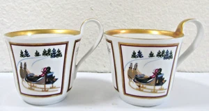 1998 Bing & Grondahl Collection Set of Two Porcelain Christmas Sleigh Ride Cups - Picture 1 of 8