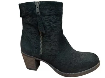 Taos Shaka Leather Ankle Heel Bootie Black Womens Size 37 US 6 6.5 Boho Zipper - Image 1 of 4