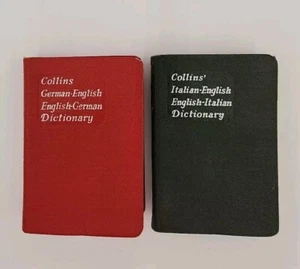2 Collins Gem Pocket Dictionary 1963 Italian-English 1958 German-English - Picture 1 of 14