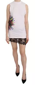 DSQUARED2 Women White Tunic Dress Printed Sleeveless Casual Bodycon Sz IT 38 XS - Picture 1 of 4