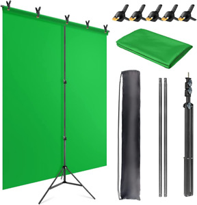 5X6.5Ft Green Screen Backdrop with Stand Kit with T-Shape Background Support