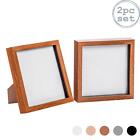 2x 3D Box Photo Frames Standing Hanging Craft Picture Frames 8 x 8" Dark Wood