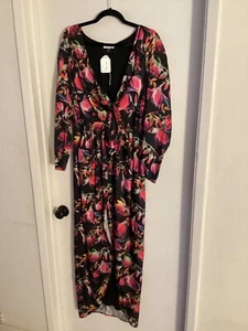 Damenkleid neu mit Etikett "Delfi" mehrfarbig Lindsay Blumen Größe Large - Bild 1 von 4