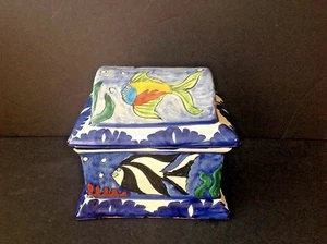 VTG Mexican/Mexico Pottery Talavera Hand-painted X-Large Jewelry Trinket Box - Picture 1 of 7