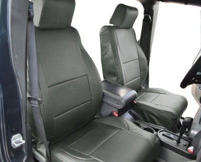 CUBIERTA ASIENTO DELANTERO PERSONALIZADA JEEP WRANGLER JK 2 PUERTAS 2007-2010 CUERO CARBÓN Foto 1 de 4