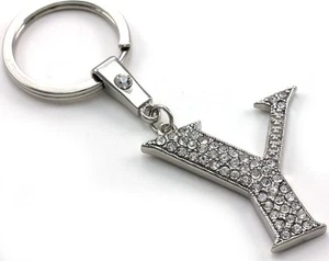 Clear Name Alphabet Initial Letter Y Car Keychain Key Ring Wedding Gift Charm - Picture 1 of 1