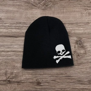 Y2K ALT Punk Grunge Skull Beanie | Skater Opium Strickmütze - Bild 1 von 1