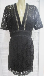 Veronica Beard Kurzarm Minikleid Salbei Schwarz Naht Spitze Größe 4 - Bild 1 von 6