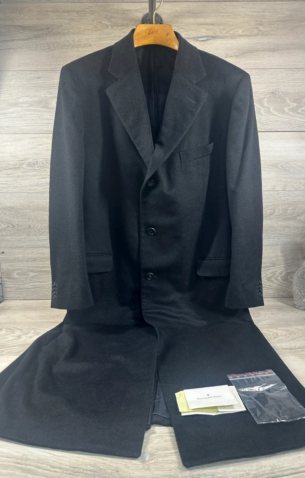Ermenegildo Zegna Mens Black 100% Cashmere Trench Coat Size 50/XL  2950.00 MSRP - Image 1 of 4