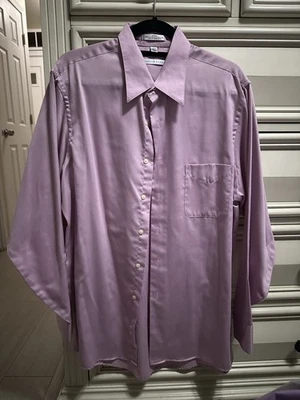 Camisa de vestir para hombre Geoffrey Beene púrpura talla grande 16,5 satén manga larga Foto 1 de 3