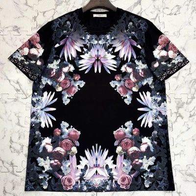 GIVENCHY Lalar Print T-shirt Negro X2S Negro Auténtico - Imagen 1 de 4