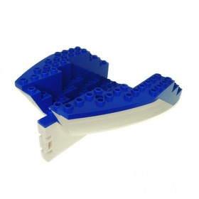 1x Lego Boat Hull Stern 14x12x5 White Blue Pirate Ship 6280 6053c02 6052c02