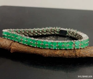 Pulsera de tenis de plata de ley 925 con piedras preciosas reales naturales BR-52 - Imagen 1 de 13