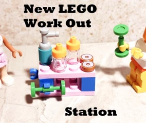 New LEGO Sports Station Workout Dumbbells Weights Juice Bar Water Bottle Donut - Picture 1 of 2