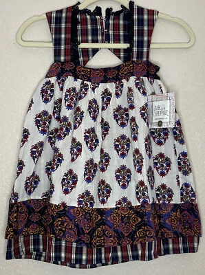 Vestido Jak & Peppar Dixie Mabel Niñas Talla 5 Capas Florales a Cuadros Tela Mixta Foto 1 de 4