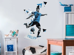 Wandtattoo Fußballer mit Namen personalisiert Kinderzimmer für Jungen / Mädchen - Bild 1 von 26