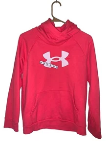 Youth Under Armour Size XL Neon Pink Coral Loose ColdGear Hoodie Sweatshirt - Picture 1 of 4