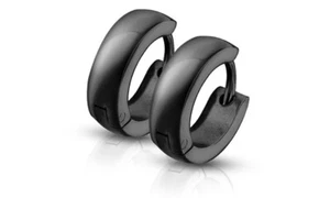 Stainless Steel Small Dome Hoop Huggie Earrings Pair 4 mm Wide 20 GA Men Women - Picture 1 of 7